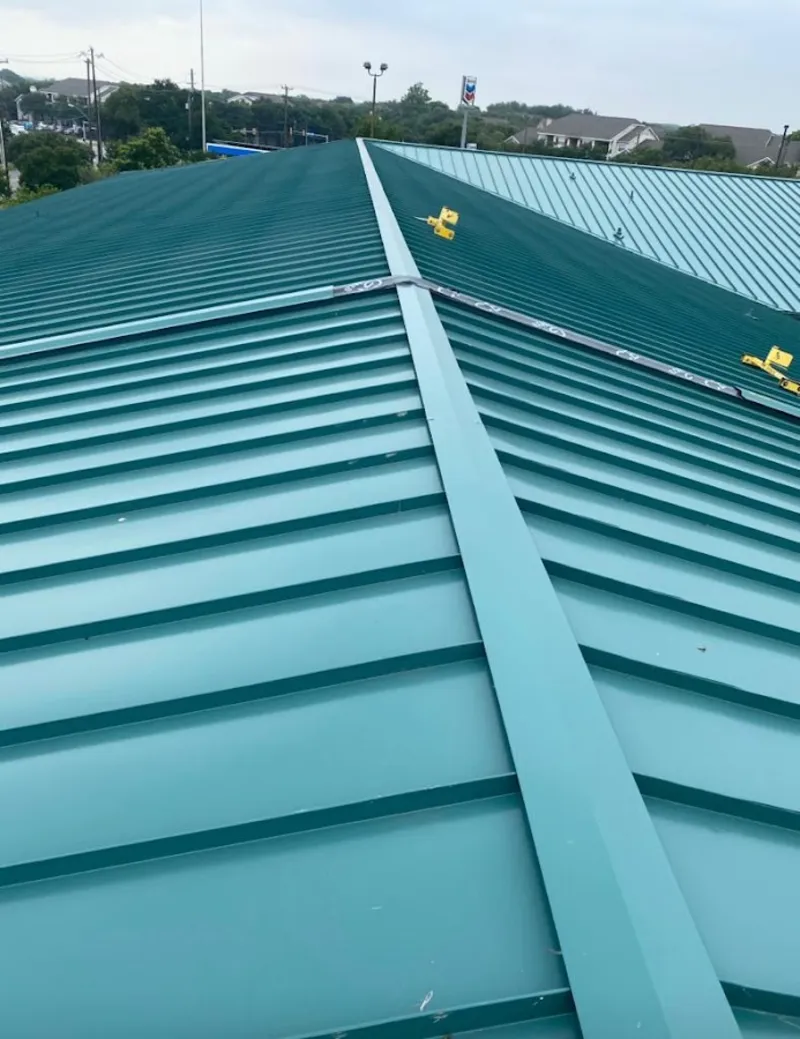 Green commercial metal roof ridge and valley for Metal Roof Repair in Arcadia